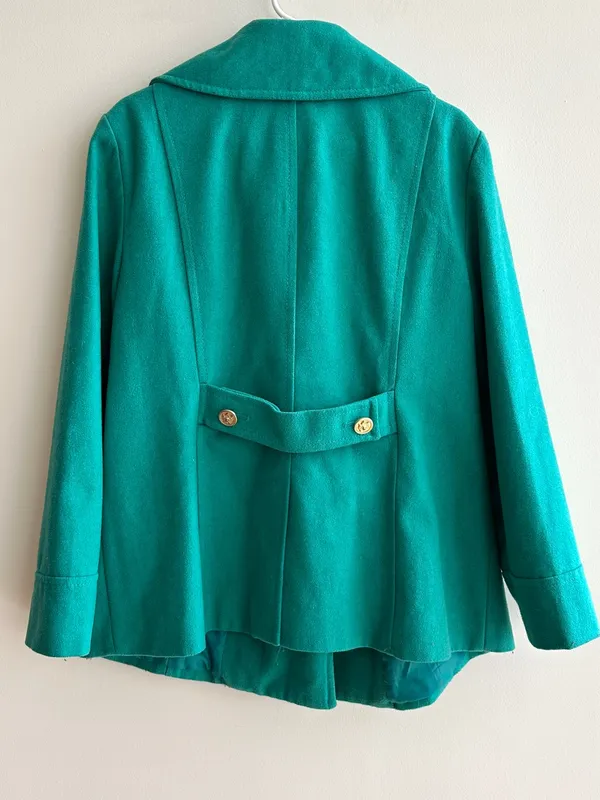 Old Navy Double Breasted Classic Wool Blend Pea Coat, Teal - Blue/Green, Size XL - Image 14