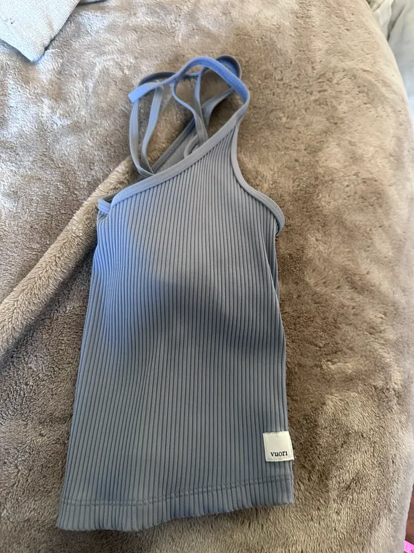 Vuori Blue ribbed cropped skinny strap tank top - Image 5