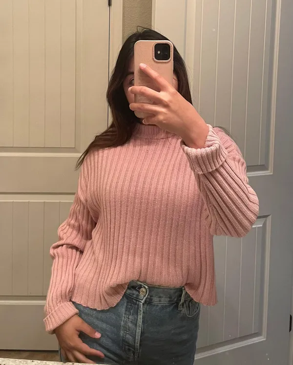 American Eagle cropped rib knit pullover sweater - Image 3