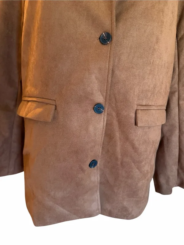 Women's 3 Button Faux Suede Lightweight Lined Jacket Size L #260814 - Image 2