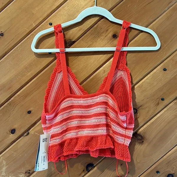 NWT Madden NYC red pink crochet knit crop tank top - Image 8
