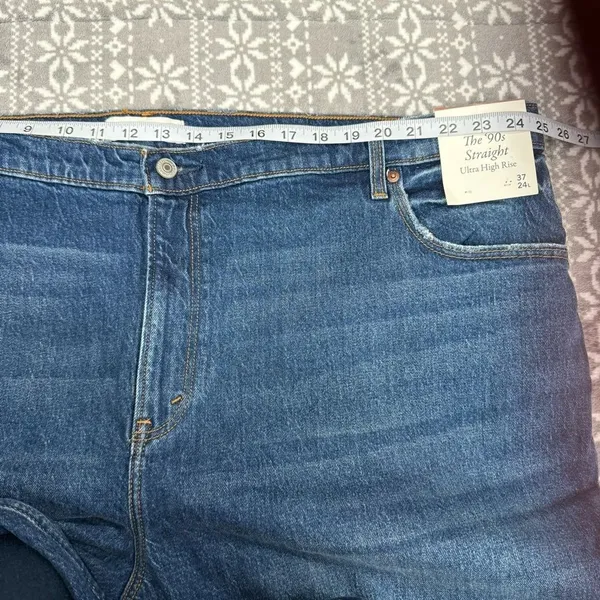 Abercrombie & Fitch The 90's Straight Ultra High Rise Blue Wash 24‎ Long Casual - Image 12