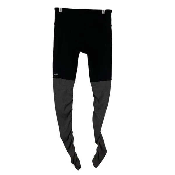 Alo yoga goddess leggings black gray‎ womens S ribbed athletic dance - Image 2