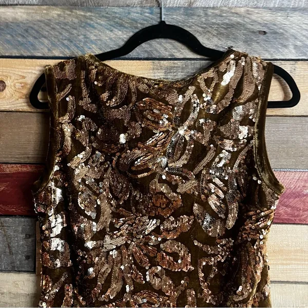 Flounce Gold Velvet Sequin Mini Dress Size 8‎ - Image 6
