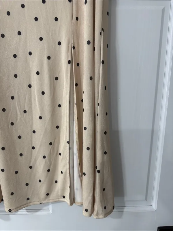 SINSAY Maxi Polka Dot Champagne Skirt With Sleet Size L - Image 4
