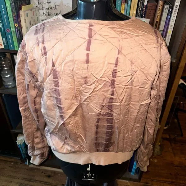 Anthropologie Marrakech tie dye L pink tan bomber jacket - Image 2