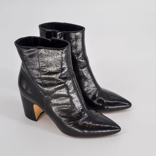 Sam Edelman Hilty 2 Patent Leather Ankle Boots Pointed Toe Block Heel Black 6.5 - Image 4