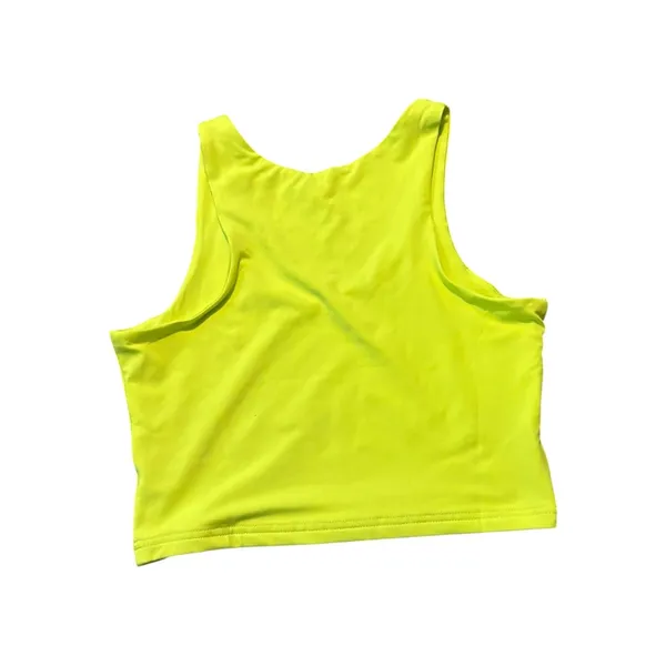 Neon Yellow Sleeveless Tank Cropped Size S 90's Retro - Image 2