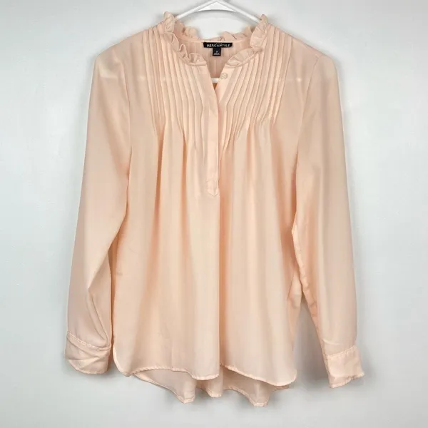 J. CREW High Neck Long Sleeve Pintuck Blouse in Pale Bluff Size 2 - Image 11