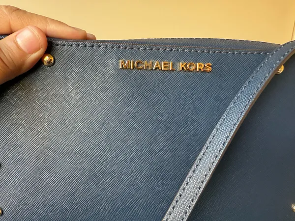 Michael Kors Navy Leather Crossbody with Gold Stud Accents - Image 3