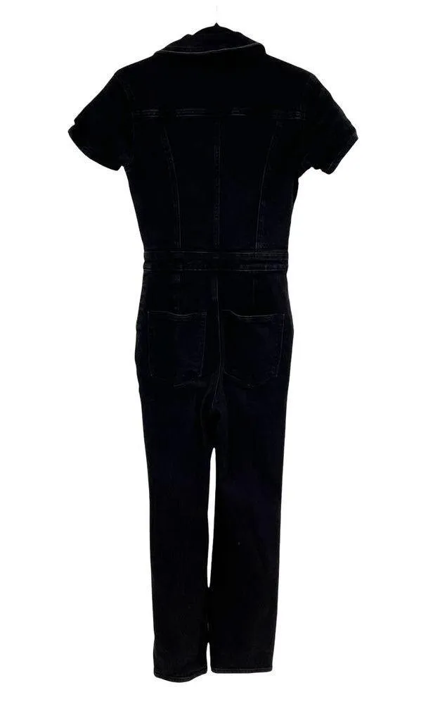Good American Fit For Success Zippered Jumpsuit In Black099 Denim Size 1 / Small - Image 9
