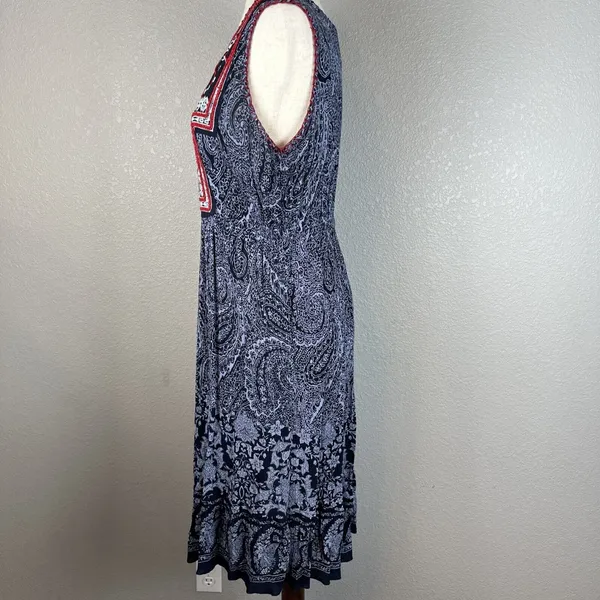 California Moonrise Women‎ Boho Midi Dress Size M Beaded Embroidered Sleeveless - Image 3