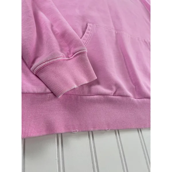 Kut from the Kloth Aliena Hoodie Neon Pink Distressed Cotton Pullover Large - Image 3