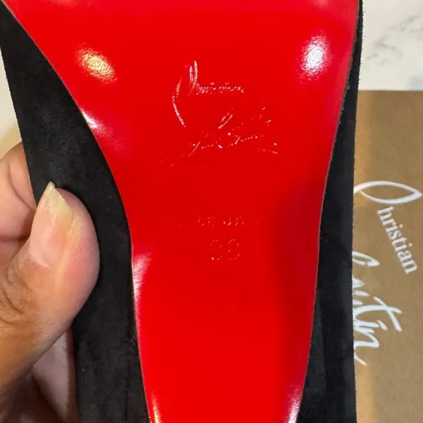 Christian Louboutin Alminette black suede 100MM pointed-toe pump size 38W2 - Image 9