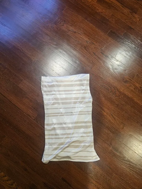 New York & Company Beige and White Striped Cowl Neck Tank - Image 5