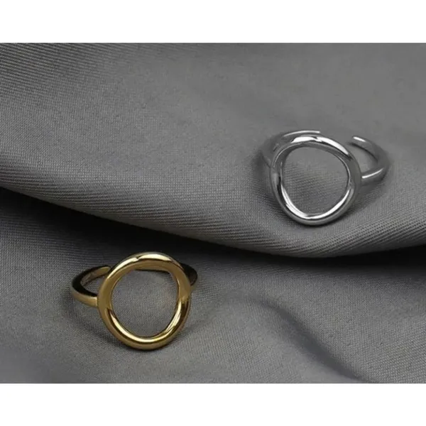 NEW Women's Solid Circle Ring Adjustable Gold‎ Plated S925 - Image 6