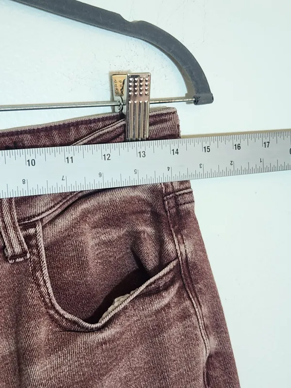 American Eagle Burgundy Pink Dyed Distressed Jeans Size 8 Long - Image 6