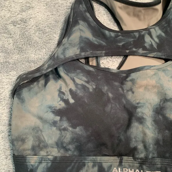 Alphalete Black and Gray Tie-Dye Sports Bra - Image 3