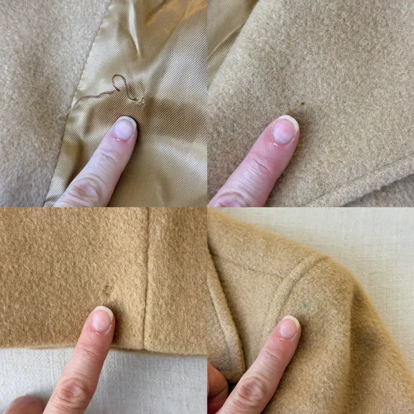 Vintage John Weitz Pure Camel Hair Double Breasted Pea Coat Women Size 8 Tan - Image 2
