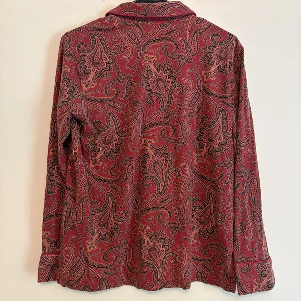Lauren‎ Ralph Lauren Small Soft Knit Pajama Set Button Red Paisley Designer - Image 4