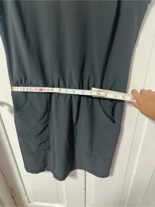 Toad & Co Liv Black Activewear Dress with cinched waist and pockets size m - Image 7