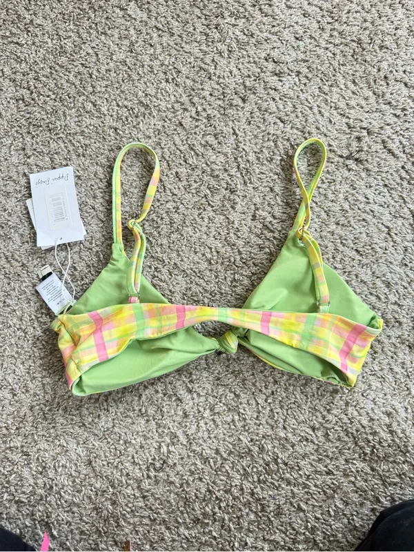 Dippin Daisys NEW Plaid Knot Front Bikini Top - Image 5