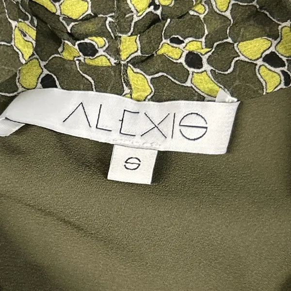 Alexis Top Womens Small Silk Neck Tie Sleeveless Blouse Lined Shirt Office Green - Image 3