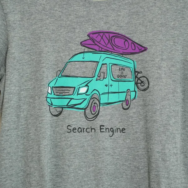 Life is Good Womens Small Gray Crusher Lite Search Engine Camper Van T-Shirt - Image 2