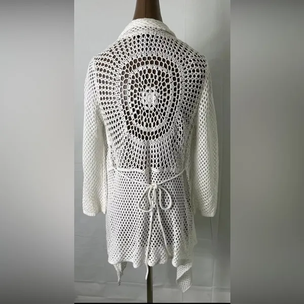 United States Sweaters White Crochet Cardigan - Image 3