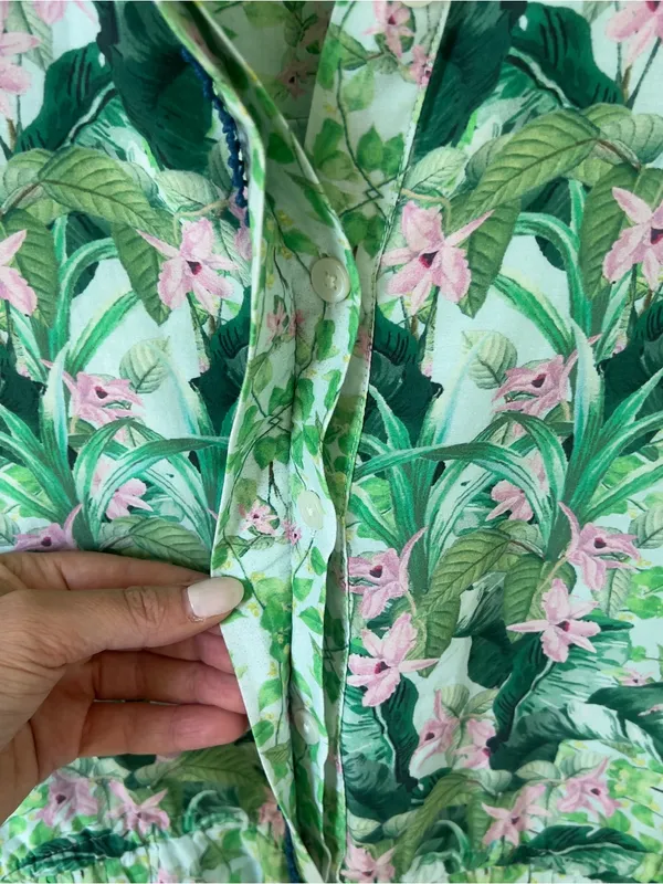 By Anthropologie Long-Sleeve Printed Maxi Shirt Dress in Green - Image 7