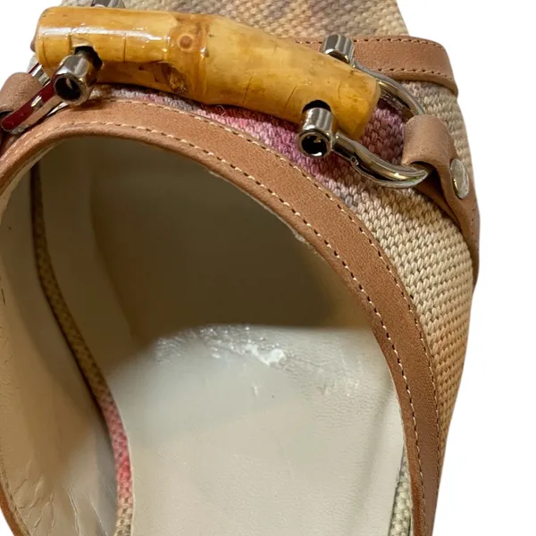 VANELI Tan/Beige Floral Canvas/Leather Slides Mules Heels Shoes - Size 8.5 Slim - Image 16