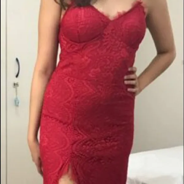 ✨HP✨Joyfunear Split Thigh Lace Maxi Cami Dress✨ Red Size L - Image 5