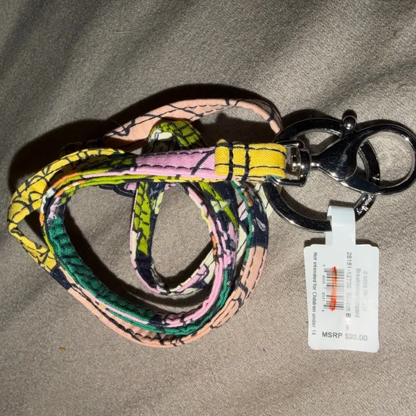 Vera Bradley Breakaway Lanyard Bloom Boom Pink Yellow Floral Cotton 28151-12730 - Image 3