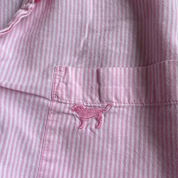 PINK Victorias Secret 2004 Striped Button Down Oversized Sleep Shirt Nightgown - Image 6