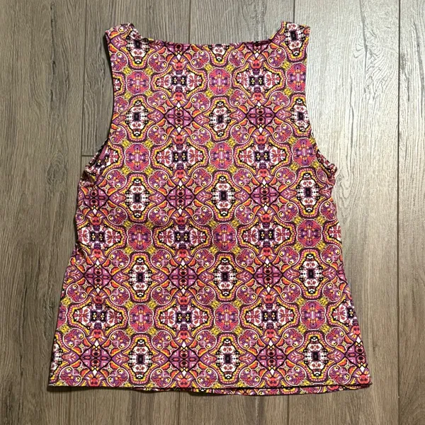 Lands End Womens Pink Orange Kaleidoscope Print Tankini Swim Top Size 10 - Image 4