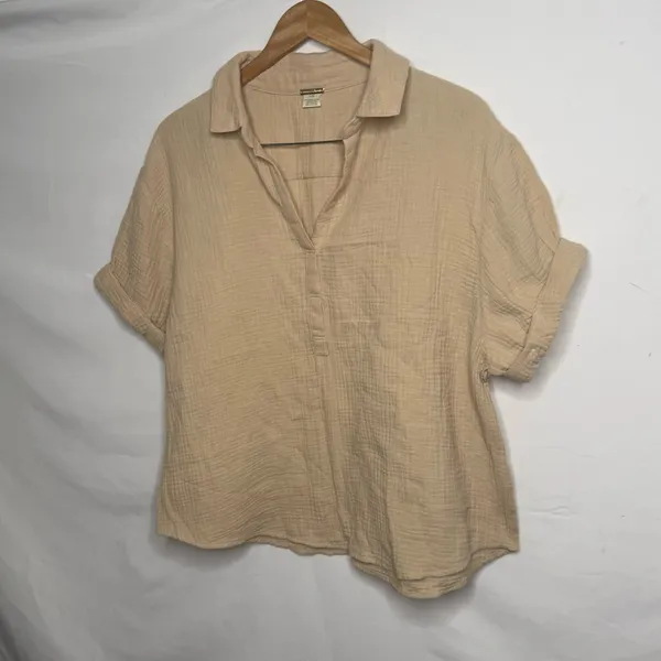 NWOT Magaschoni 100% organic cotton gauze texture relaxed fit lightweight top Lg - Image 3