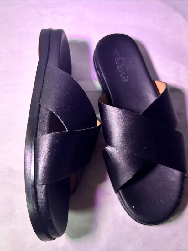Madewell Black Crossband Leather Slide Sandals - Image 5