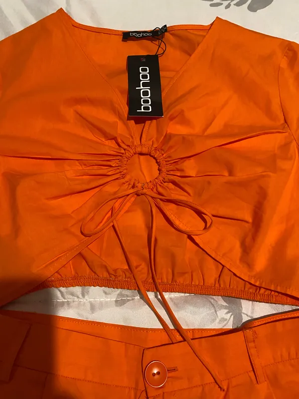 Boohoo New With Tag 2 Piece Orange Short Set - Image 2