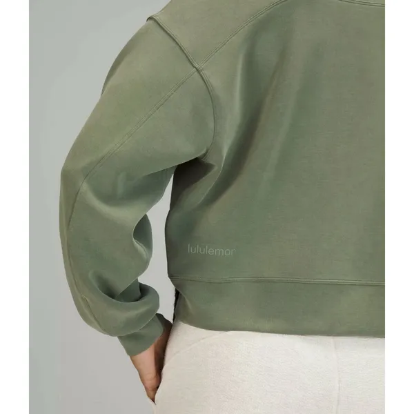 Lululemon Softstreme Perfectly Oversized Cropped Crew Sage Green Twill size 6 - Image 7