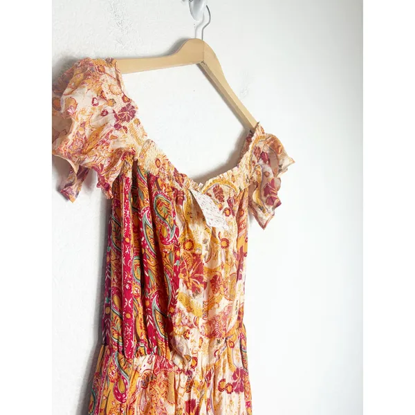 NWT Free People Carmen Jumpsuit Off Shoulder Floral Wide Leg Size Small Bohemian - Image 7