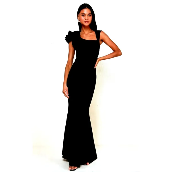 LuLu's Lucette Black Sleeveless Ruffled Mermaid Gown XS - Image 4