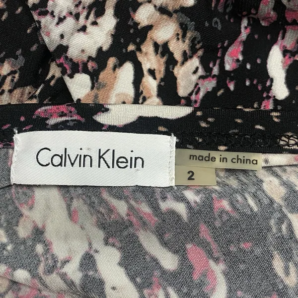Calvin Klein Dress Sz 2 Black Multicolor Paint Splatter Artsy Graphic‎ Casual - Image 7
