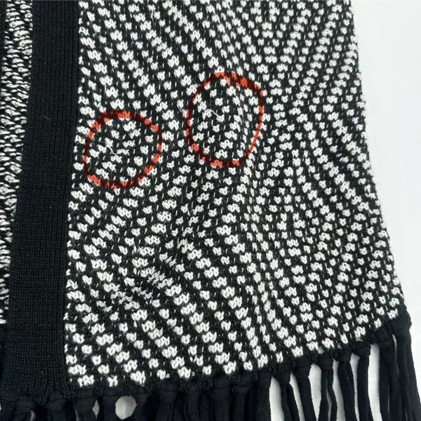 Chico's Sweater Vest Womens M 8 Chicos 1 Black White Knit Fringed READ - Image 6