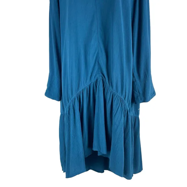 Soft Surroundings Mirabella Moroccan Ruffle Dress Lagenlook Teal Size M - Image 6