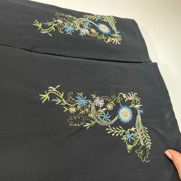 5.7.9 Y2K Black Strapless Embroidered Midi‎ Dress Size Small - Image 6
