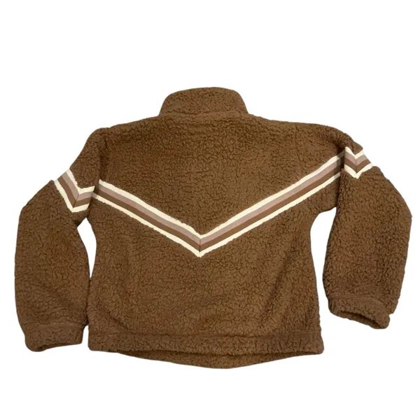 Abercrombie & fitch soft AF Sherpa Teddy quater zip pullover in camel Sz M - Image 2