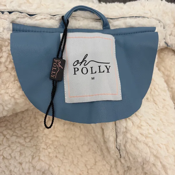 Oh Polly Eira light blue faux leather shearling jacket - Image 8