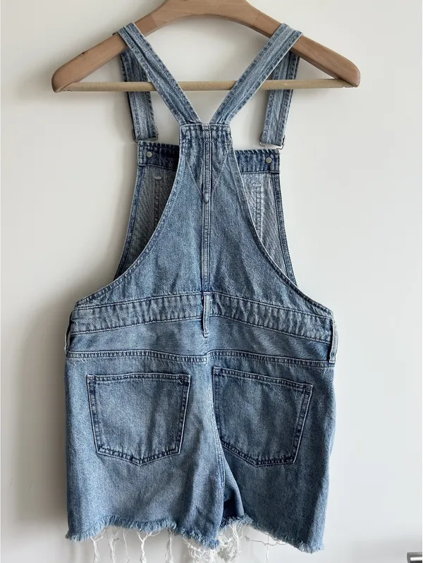 Madewell Adirondack Short Denim Overalls Benham Wash Size Small - Image 8