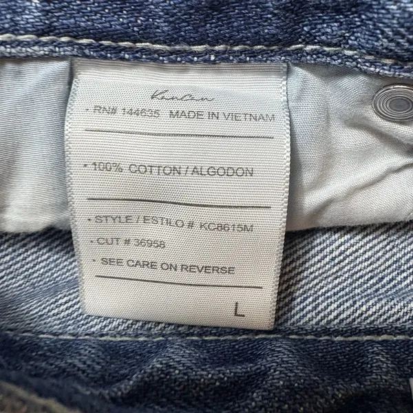 Kancan Button Fly Denim Distressed Raw Hem High Rise Jean Shorts Size Large - Image 5