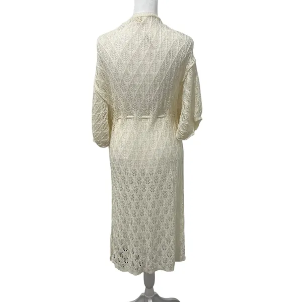 POL Crochet Ivory Beach Cover‎ Up Kimono Cardigan Tassel Tie Waist Size S NWOT - Image 11